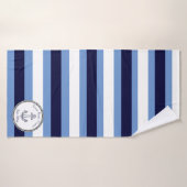 Nautical Anchor Navy White Blue Stripe Bath Towel Badhanddoek (Badhanddoek)
