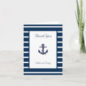 Nautical Anchor, Navy, White Wedding Dank je Bedankkaart (Voorkant)