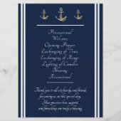 Nautical Anchor - Navy & White Wedding Service Programmakaart (Achterkant)