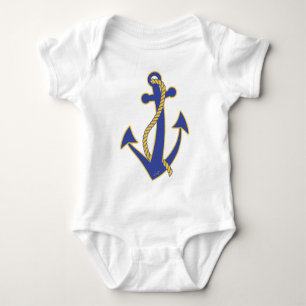 Nautical Anchor Navy with Gold Rope Romper