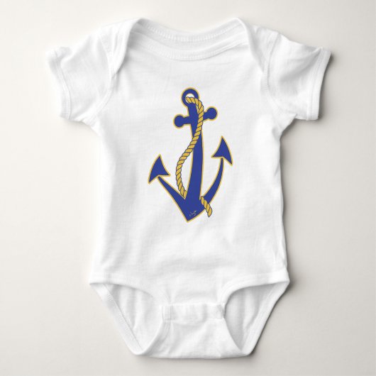 Nautical Anchor Navy with Gold Rope Romper (Voorkant)