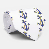 Nautical Anchor Navy with Gold Rope Stropdas (Opgerold)