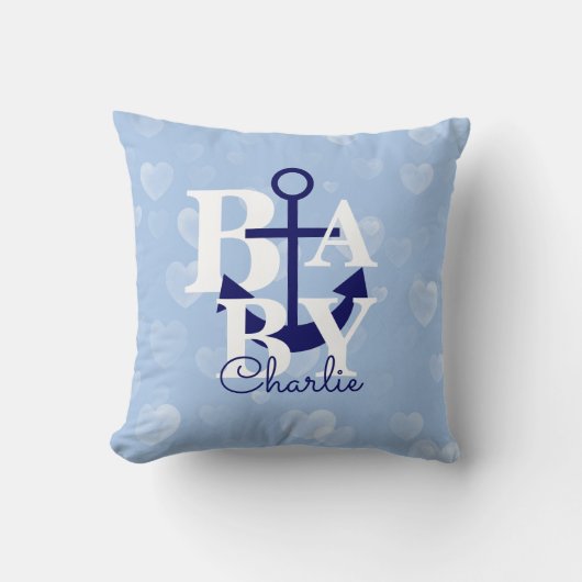 Nautical Anchor Nursery Decor Navy Blue Kussen (Voorkant)