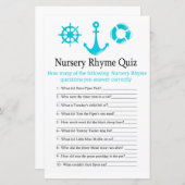 Nautical Anchor Nursery Rhyme Quiz baby showergame (Voorkant / Achterkant)