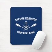 Nautical Anchor Oars Captain and Boat Name Navy Muismat (Met muis)