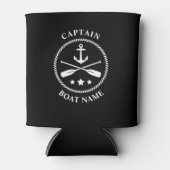 Nautical Anchor Oars Captain Your Boat Naam Zwart Blikjeskoeler (Voorkant)