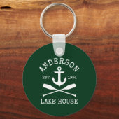 Nautical Anchor Oars Family Lake House Green Sleutelhanger (Voorkant)