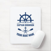 Nautical Anchor Oars Helm Captain & Boat Name Blue Muismat (Met muis)
