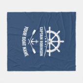 Nautical Anchor Oars Helm Captain & Boat Name Navy Fleece Deken (Voorkant (Horizontaal))