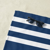 Nautical Anchor Oars Helm Jouw naam Blue & White Strandlaken (In situ)