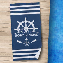 Nautical Anchor Oars Helm Jouw naam Blue & White