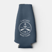 Nautical Anchor Oars Kapitein Uw Bot Naam Blauw Flesjeskoeler (Voorkant)