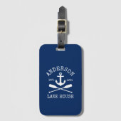 Nautical Anchor Oars Navy Blue Family Lake House Bagagelabel (Voorkant (verticaal))