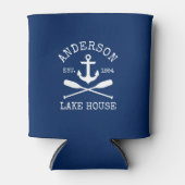 Nautical Anchor Oars Navy Blue Family Lake House Blikjeskoeler (Voorkant)