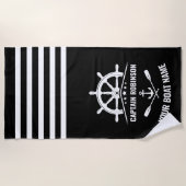 Nautical Anchor Oars Paddles Kapitein Naam of Boot Strandlaken (Voorkant)