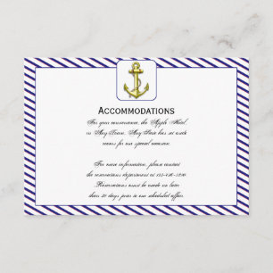 Nautical Anchor on Blue Wedding Accomodations Informatiekaartje