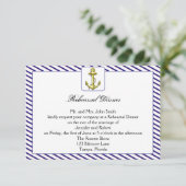 Nautical Anchor on Blue Wedding Rehearsal Dinner Kaart (Staand voorkant)