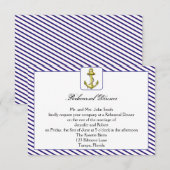 Nautical Anchor on Blue Wedding Rehearsal Dinner Kaart (Voorkant / Achterkant)