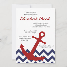 Nautical Anchor on Chevron Ocean Baby shower Kaart