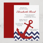 Nautical Anchor on Chevron Ocean Baby shower Kaart (Voorkant / Achterkant)