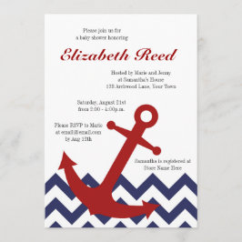 Nautical Anchor on Chevron Ocean Baby shower Kaart