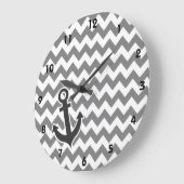 Nautical Anchor on Dark Gray Chevron Grote Klok (Hoek)