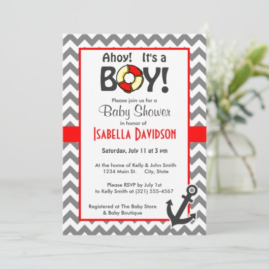 Nautical Anchor on Dark Gray Chevron Kaart (Staand voorkant)