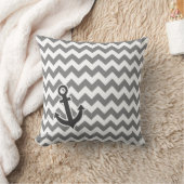 Nautical Anchor on Dark Gray Chevron Kussen (Deken)