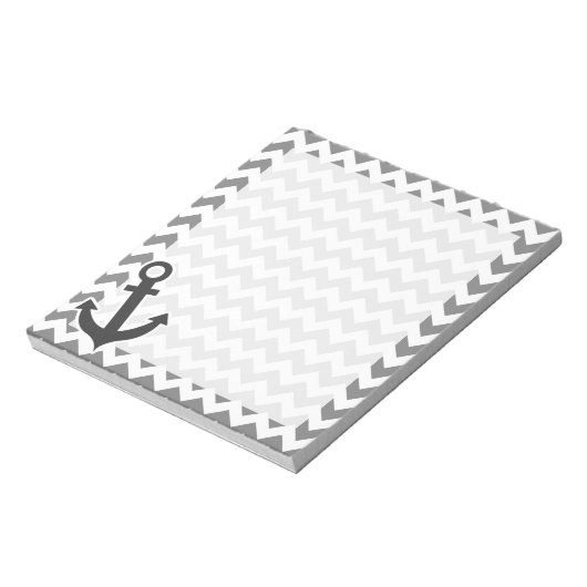 Nautical Anchor on Dark Gray Chevron Notitieblok (Linkerzijde)