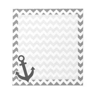 Nautical Anchor on Dark Gray Chevron Notitieblok