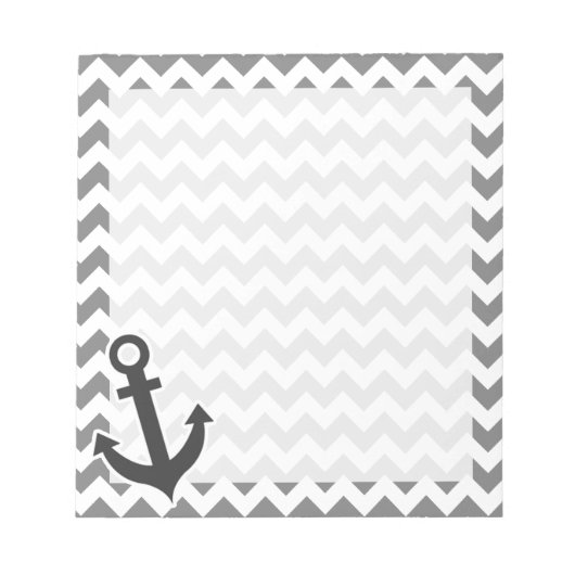 Nautical Anchor on Dark Gray Chevron Notitieblok (Voorkant)