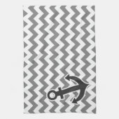 Nautical Anchor on Dark Gray Chevron Theedoek (Verticaal)