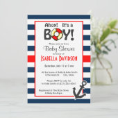 Nautical Anchor on Dark Midnight Blue Stripes Kaart (Staand voorkant)