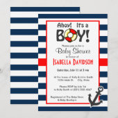 Nautical Anchor on Dark Midnight Blue Stripes Kaart (Voorkant / Achterkant)