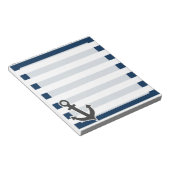 Nautical Anchor on Dark Midnight Blue Stripes Notitieblok (Schuin)