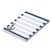 Nautical Anchor on Dark Midnight Blue Stripes Notitieblok (Linkerzijde)