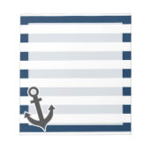 Nautical Anchor on Dark Midnight Blue Stripes Notitieblok (Voorkant)