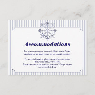 Nautical Anchor on Grey Stripe Wedding Insert Informatiekaartje