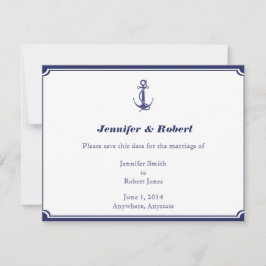 Nautical Anchor on Navy Save the Date Kaart