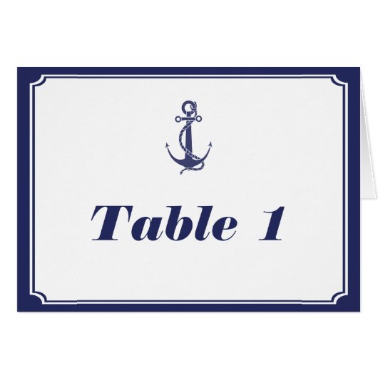 Nautical Anchor on Navy Table Number tent (Voorkant Horizontaal)