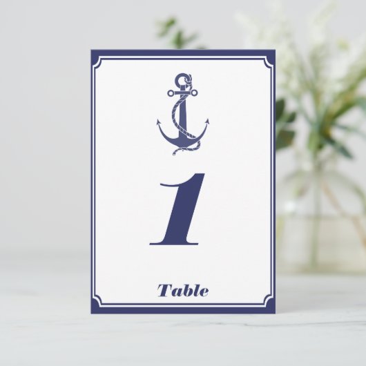 Nautical Anchor on Navy Wedding Insert Kaart (Staand voorkant)