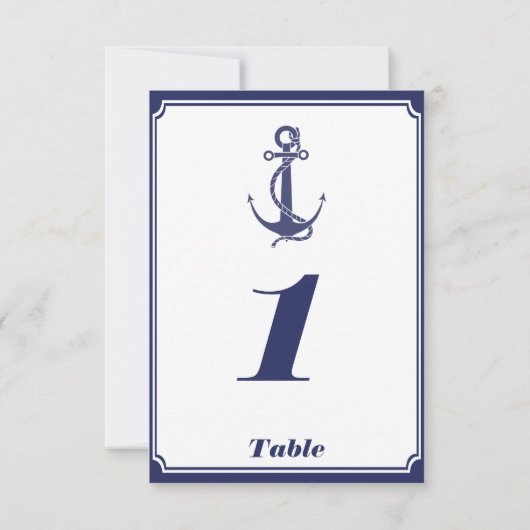 Nautical Anchor on Navy Wedding Insert Kaart (Achterkant)