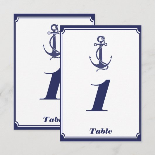 Nautical Anchor on Navy Wedding Insert Kaart (Voorkant / Achterkant)