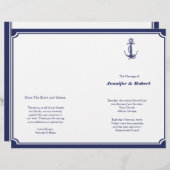 Nautical Anchor on Navy Wedding Programme (Voorkant / Achterkant)