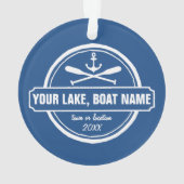 Nautical Anchor & Paddles Uw meer- of bootnaam Ornament (achterkant)