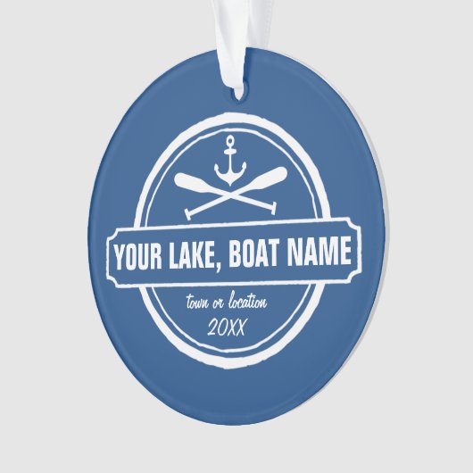 Nautical Anchor & Paddles Uw meer- of bootnaam Ornament (voorkant)