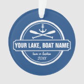 Nautical Anchor & Paddles Uw meer- of bootnaam Ornament (voorkant)