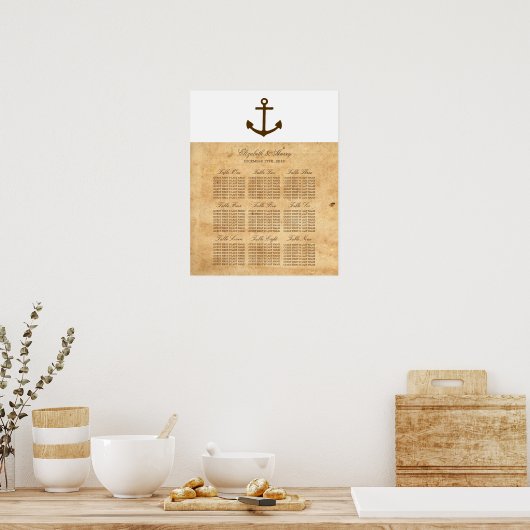 Nautical Anchor  Paper Seating Chart Poster (Keuken)