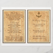 Nautical Anchor  Paper Wedding Programme (Voorkant)
