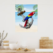 Nautical Anchor Parrot Poster (Keuken)